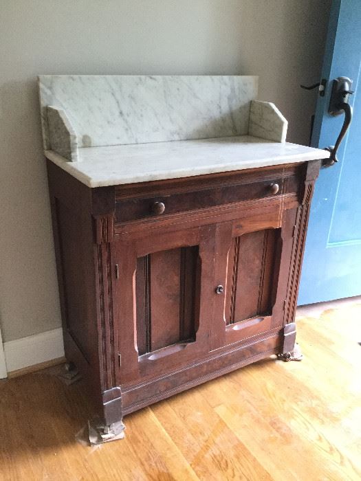 Marble-Topped Wood Side Cabinet http://www.ctonlineauctions.com/detail.asp?id=726888
