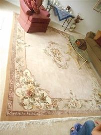 a 9' x 12' wool and silk rug