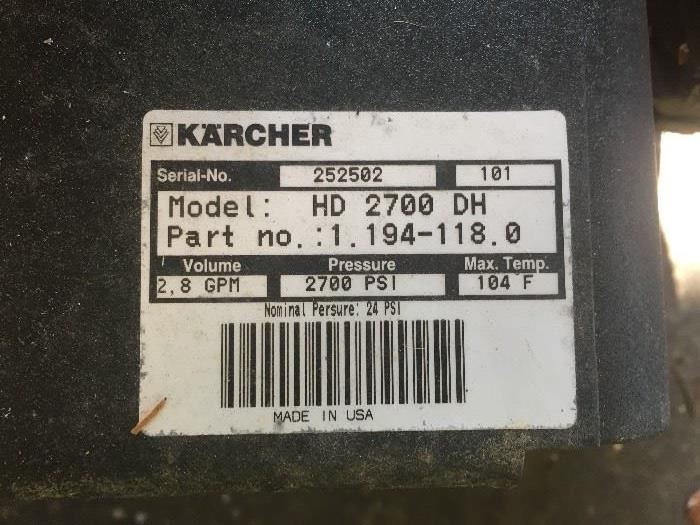 Karcher Pressure Washer Label