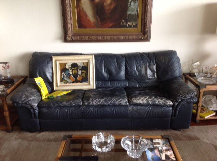 Leather Sofa  Coffee Table and pair of Matching end Tables