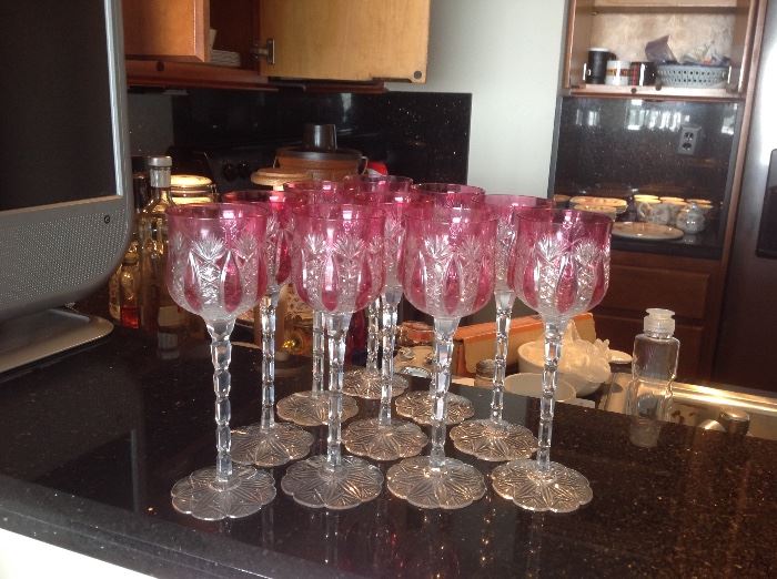 Set of 10 Long Stem Wine Glasses