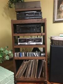 Record Player, Records, Tapes, and Vintage Sound System