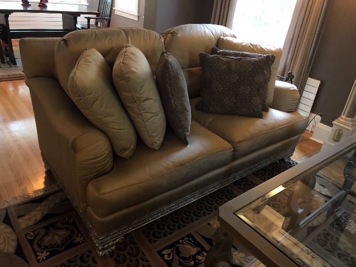 Elegant raw silk down filled sofa