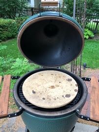 The Big Green Egg large 18” grill with accessories