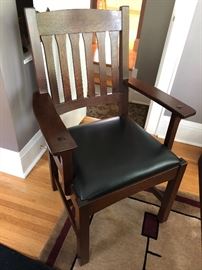 Two Stickley Cottage arm chairs with Córdoba Black leather seats
