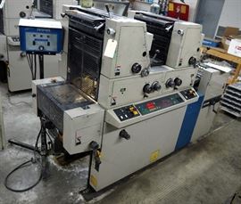 Ryobi 3302M Two-Color Offfset Press, Nova Infra-Red Ink Drying System And CrestLine Dampening System