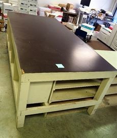 Wood Working Table, 34"H x 96"W x 48"D, Wood Shelf Unit, 29"H x 73"W x 30"D