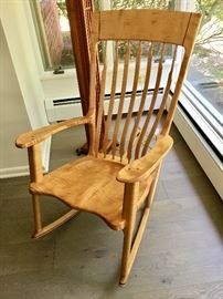 Hal Taylor hand-made, signed curly maple rocking chair