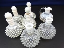 Barber Jar Hobnail Decanter Bottles (7)