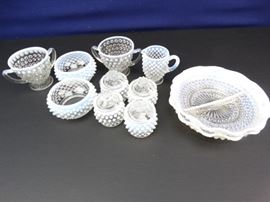 Opalescent Hobnail Relish Serving (11)