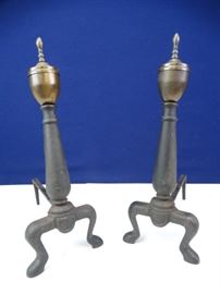 Pair of Vintage Fireplace Cast Andirons