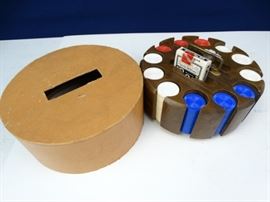 Vintage Poker Set with Wood Caddy