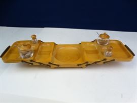 Vintage Wood Glass Relish SP Set