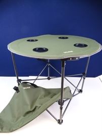 Folding Round Outdoor Table w Cuphholders