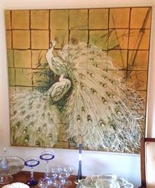 Very large peacock picture signed by LEE