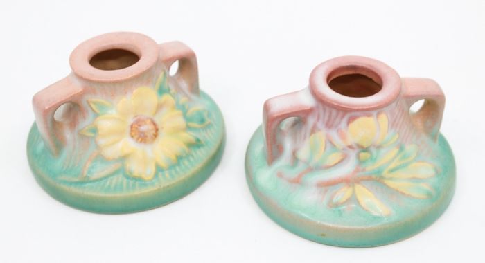 Pair of Roseville "Peony" Candle Holders - 1151-2"