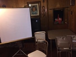Vintage home movie screen in perfect condition.