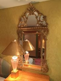 21. Pair of GIlt Highly Carved Beveled Mirrors (33'' x 64'')