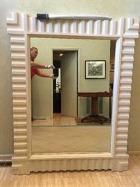 152. White Carved Wood Mirror (44'' x 59'')