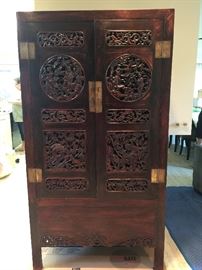 102. Carved Chinese Wardrobe (39'' x 21'' x 72'')