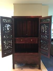 102. Carved Chinese Wardrobe (39'' x 21'' x 72'')