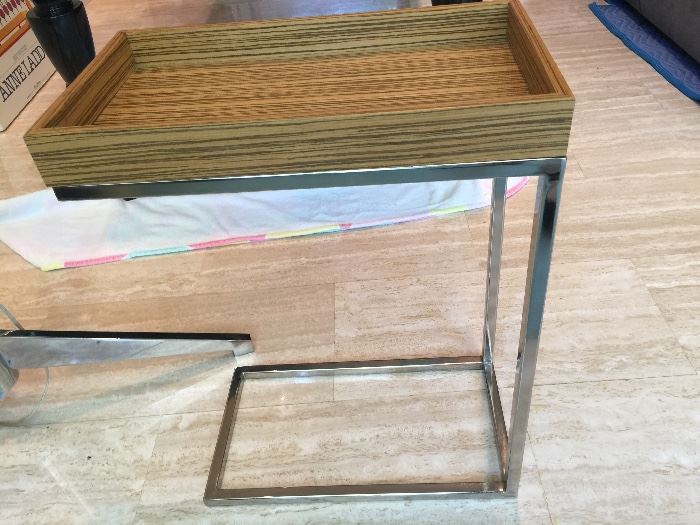 Tray Top Side Table on Chrome Base