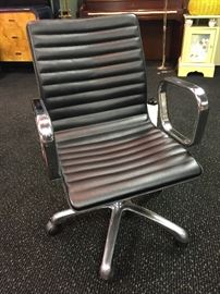 120. Crate & Barrel Black and Chrome Arm Chair