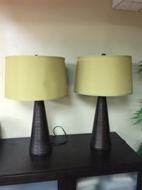 160. Pair of Orbit Wooden Lamps 