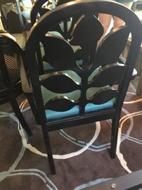 104. Black Lacquer w/ Leaf Back Dining Chairs (4 Side, 2 Arm)