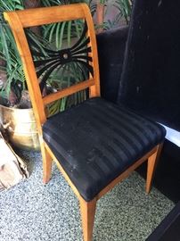 134. Pair of Wood Arm Chairs w/ Silk Upholstery AS IS (21'' x 21'' x 35'')