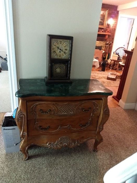 Marble top Bombay chest and clock