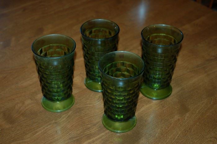 Indiana glass, vintage footed tumblers (15 total)