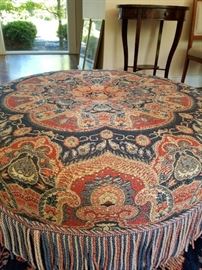Round Tufted Ottoman with fringe	39dia x 17h