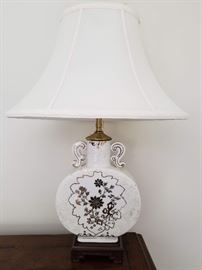 Vintage White Baker Lamp with Gold