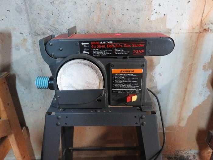 4" wide sander. Comes with stand