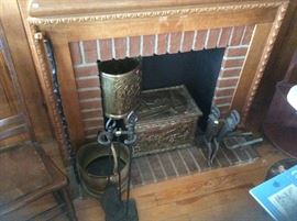 Tinder box and other hearth items, including faux hearth!