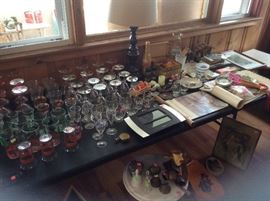 Stemware, postcards, bells
