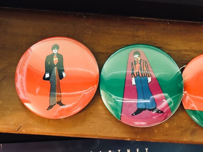 1968 pin-back buttons. Original vintage. The Beatles. Yellow Submarine. Paul McCartney and Ringo Star.