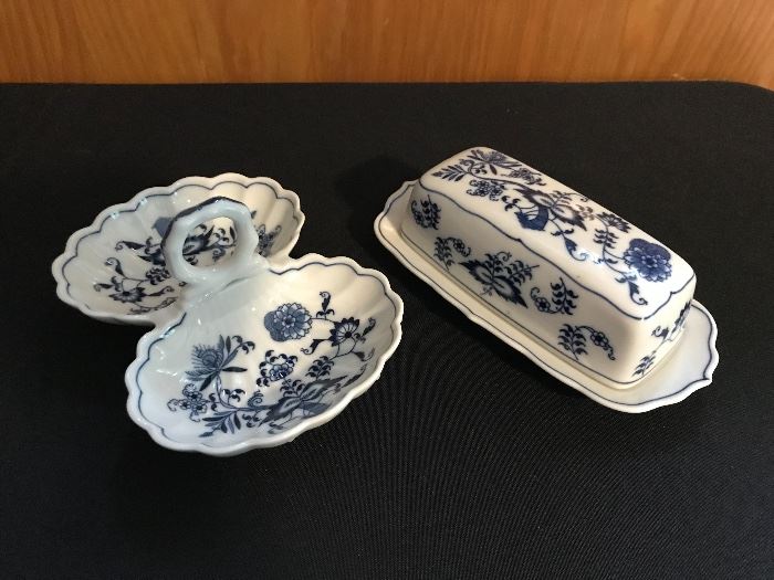 Blue Danube: [left] two part relish dish ($15) ... [right] covered butter dish ($40)