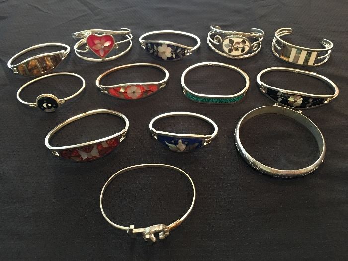 Alpaca and sterling silver bracelets