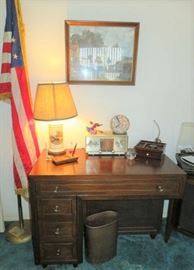 Vintage Student Desk with Clipper Ship Knobs 