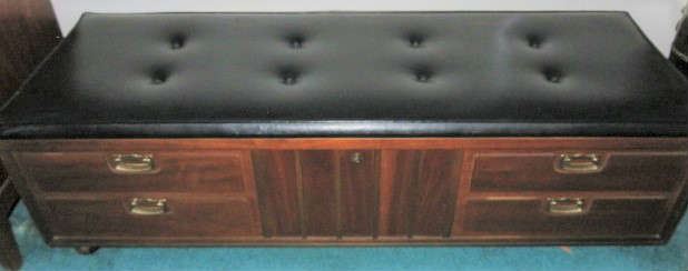 Vintage Lane Furniture Cedar Black Leather Top Hope Chest