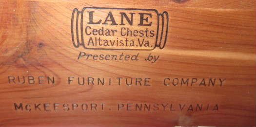 Lane Cedar Chest Sample Box Ruben Furniture Company McKeesport, Penn