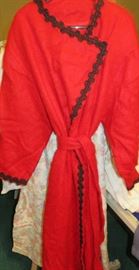 Vintage Valentino Women's 90% Mohair Red/Black Trim Bath Robe