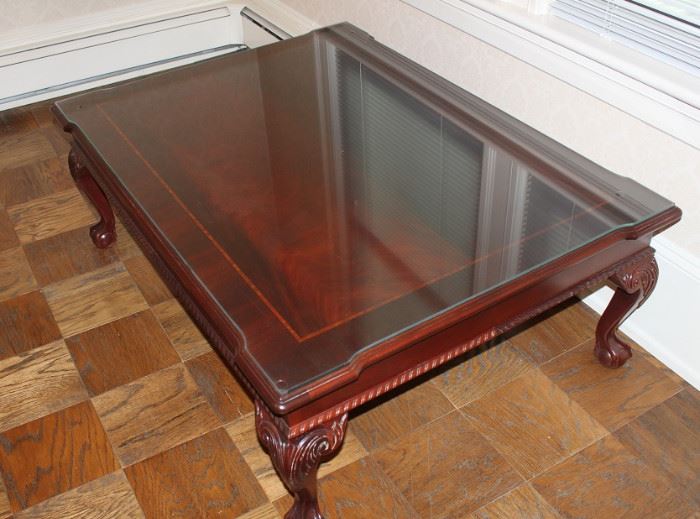 Ethan Allen Coffee Table with glass top 