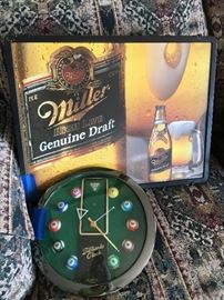 Miller High Life Genuine Draft light up sign; Billiards clock