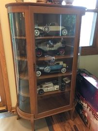 Vintage Antique curved oak curio cabinet