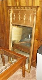 antique wood frame hall mirror 