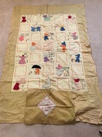 Baby quilt done December 25, 1927 appliqué and embroidered 
