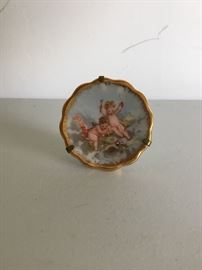 Tiny Limoges plate with cherubs 